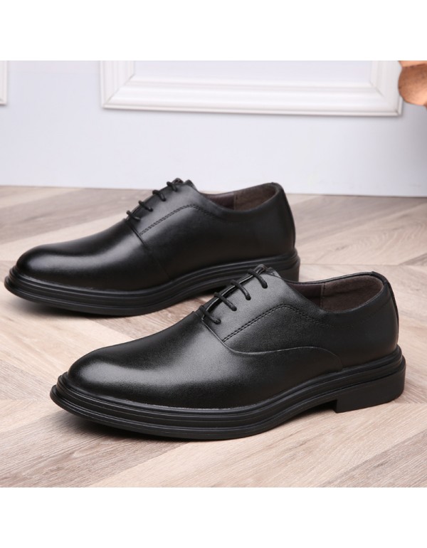 2021 new leather men's shoes business leisure invisible high lace up non slip wear-resistant wedding shoes youth best man shoes 