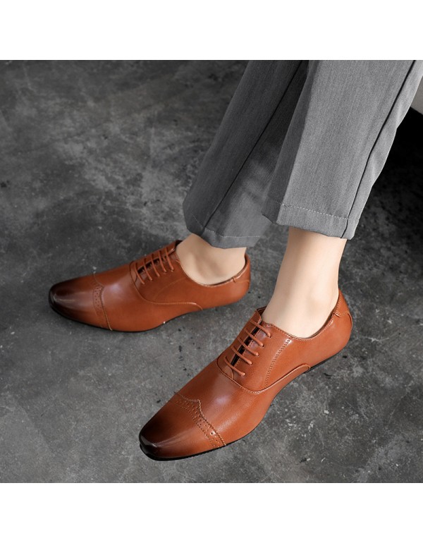 Cross border Japanese pointed men's shoes business leather shoes men's fashion carved trendy shoes men's casual shoes leather men's one piece 
