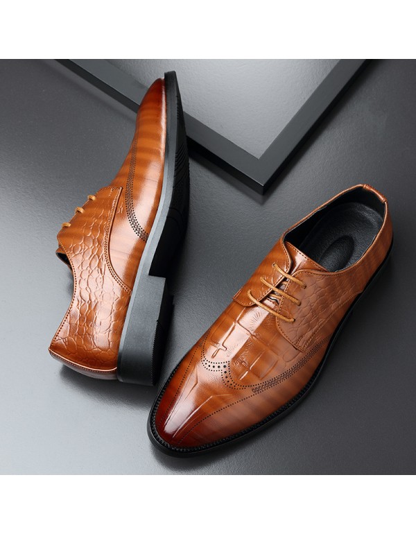 Amazon wishlazada block carved business leather shoes men's cross-border pointed large leather shoes men's hair 