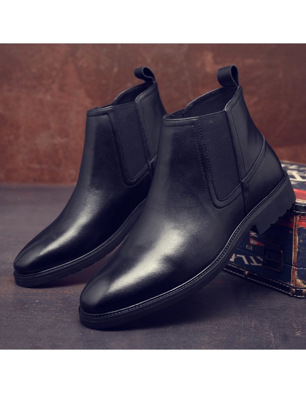 Chelsea Boots Men's English short boots Korean version versatile leather boots leather high top leather shoes Vintage Martin boots 