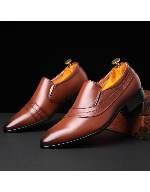 Men's set toe pointed business dress leather shoes fashion trend men's shoes British popular pointed leather shoes one hair substitute