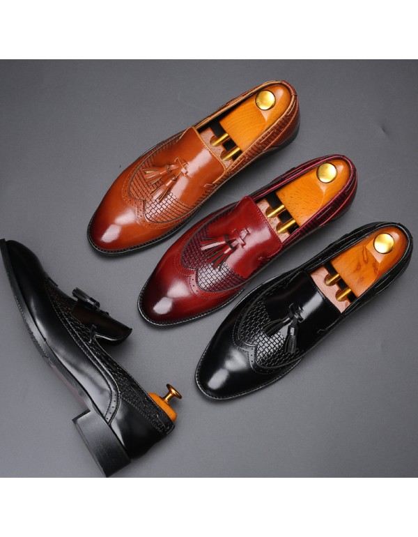 Amazon wishlazada fashion tassel men's shoes foreign trade large men's shoes casual leather shoes men's hair 