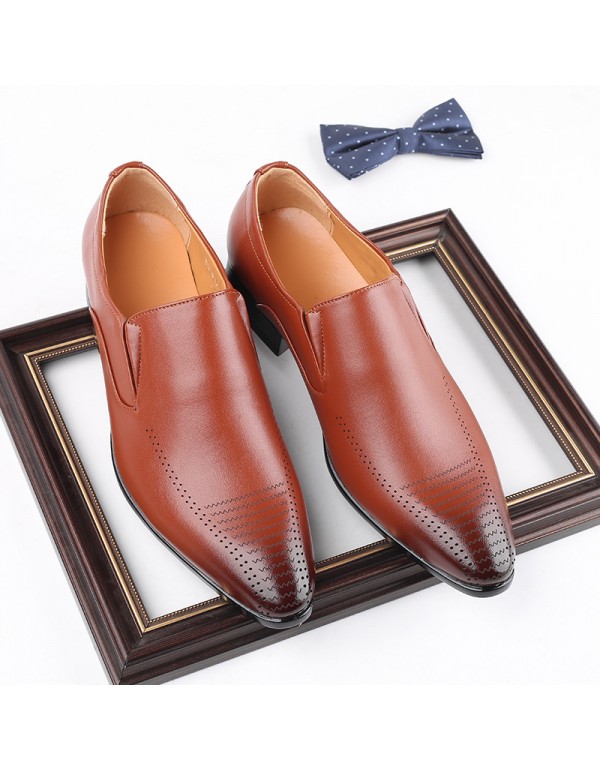 Youth retro pointed leather shoes, fashion men's shoes, carved leather shoes and men's business shoes 