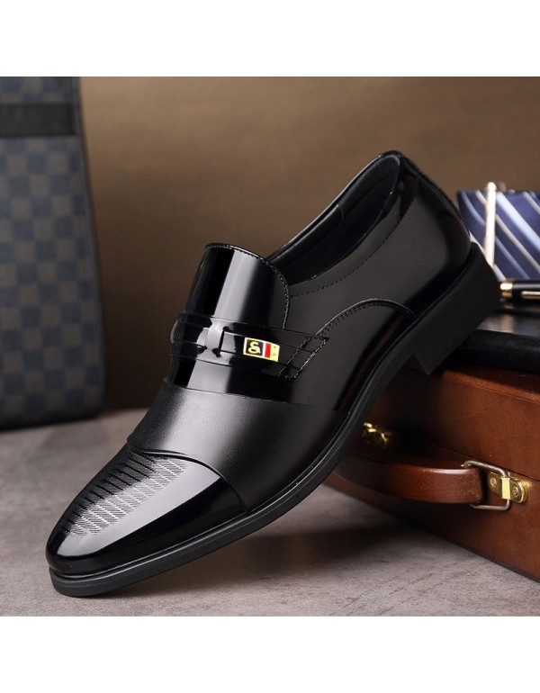 Men's leather shoes business dress shoes British Korean version overshoot black casual leather shoes youth versatile trendy leather shoes