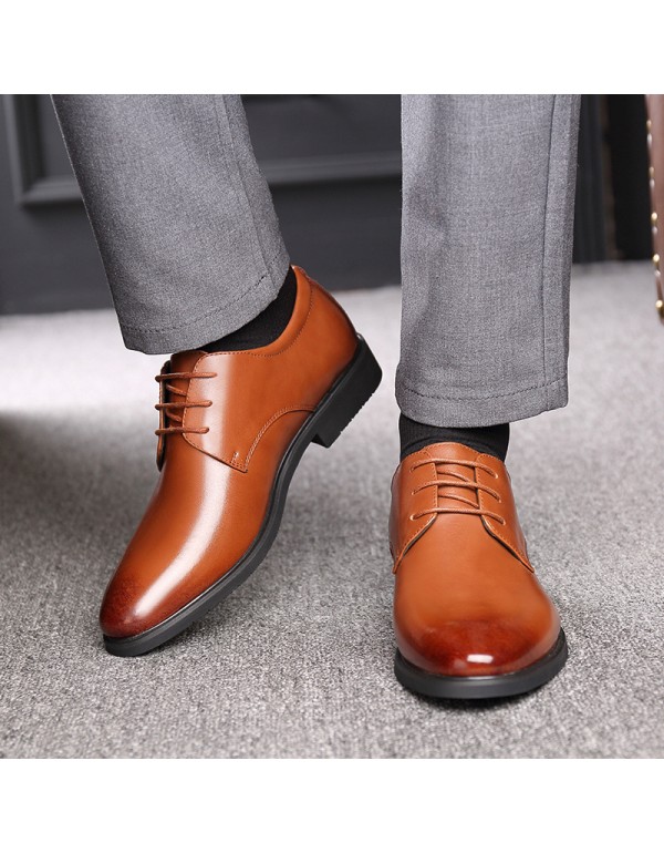 Men's two-layer leather casual leather shoes men's shoes fashion breathable wedding shoes formal leather shoes large one for hair