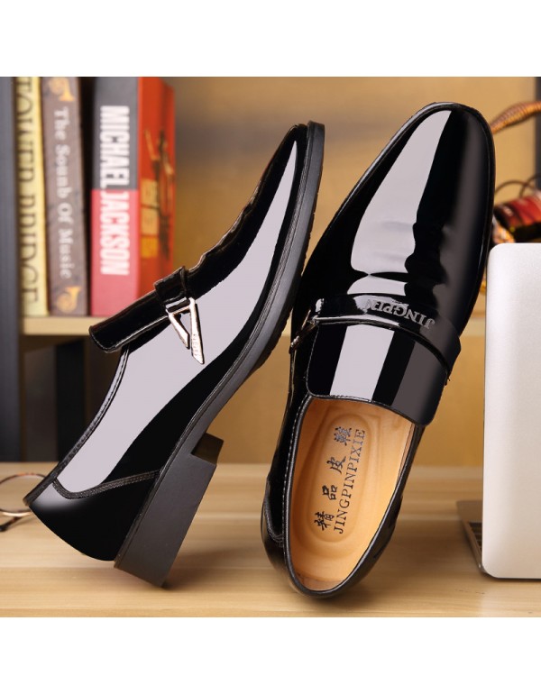Taiping wolf class II e-commerce patent leather pointed leather shoes men's spring business leisure middle-aged formal suit bright face 