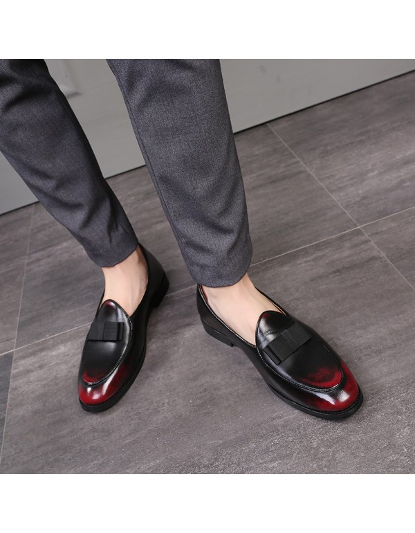 2020 new men's shoes bow tide shoes European and American British men's shoes foreign trade shoes wholesale one foot pedal Lefu shoes 
