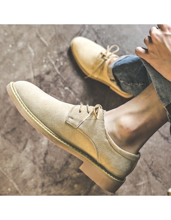 2021 spring new men's casual shoes Korean British small leather shoes suede men's shoes support one hair substitute 