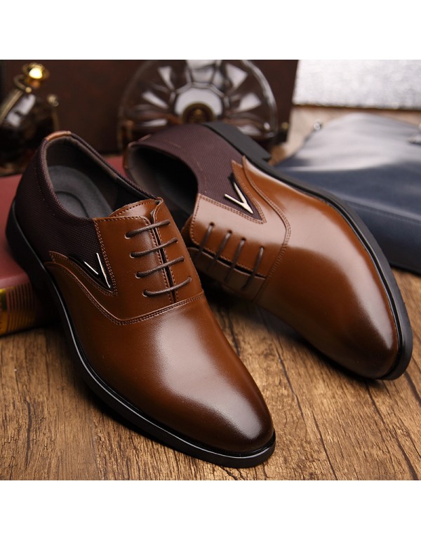 2021 new pointed men's shoes business dress breathable leather shoes cross-border special for oversized leather shoes anti slip and wear-resistant 48 