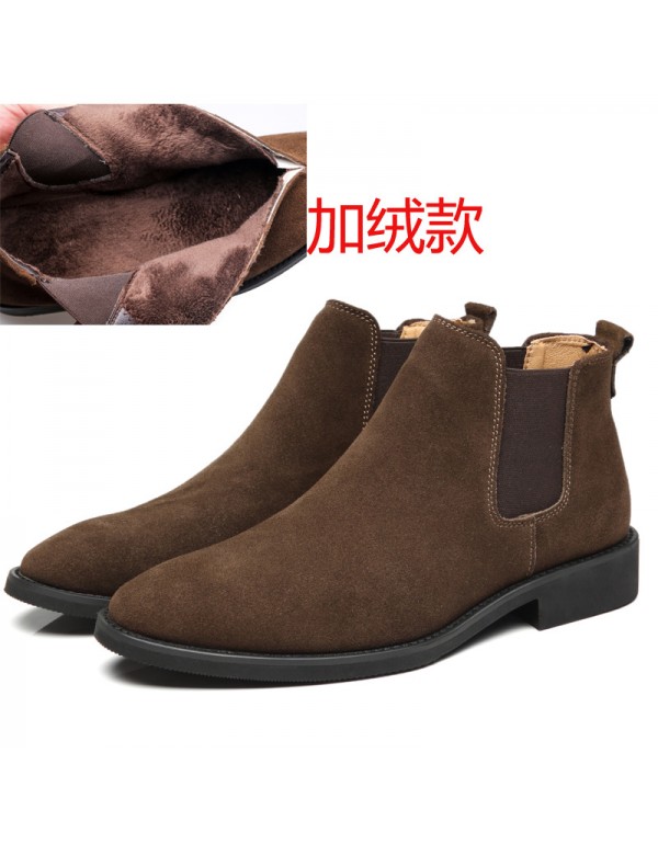 Chelsea men's boots leather frosted leather high top shoes fashion British pointed Martin boots Taobao pop one 