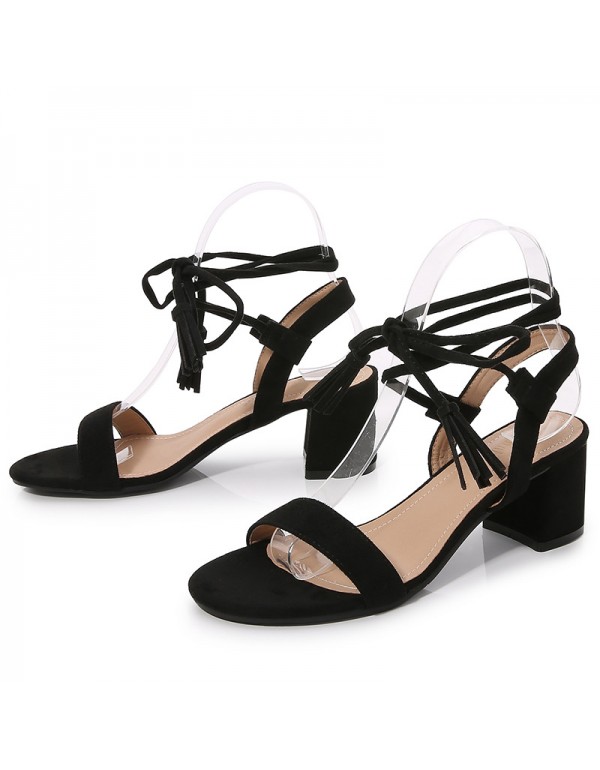Independent station eBay one size round head thick heels 2021 new cross strap hollow casual fashion sandals 