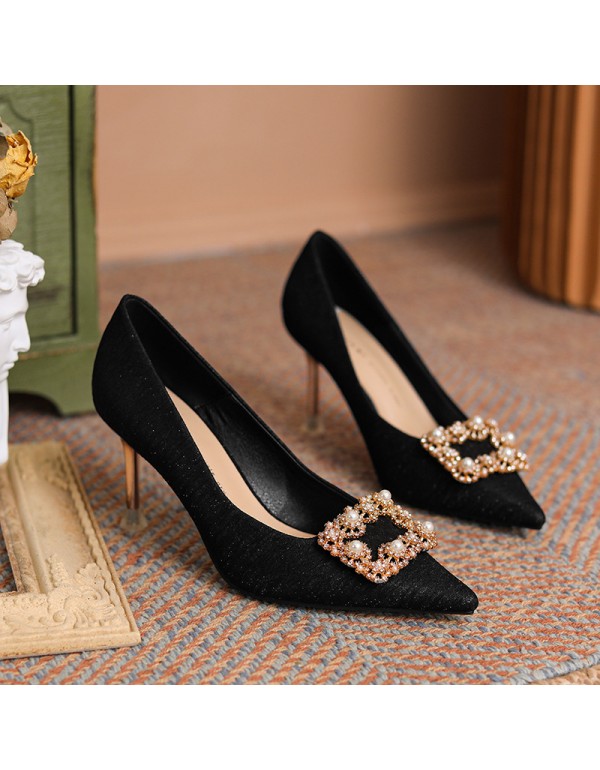 999-9 sheepskin high heels women's new wedding shoes in autumn 2021 women's pointed Xiuhe wedding dress bridesmaid's thin heel shoes 