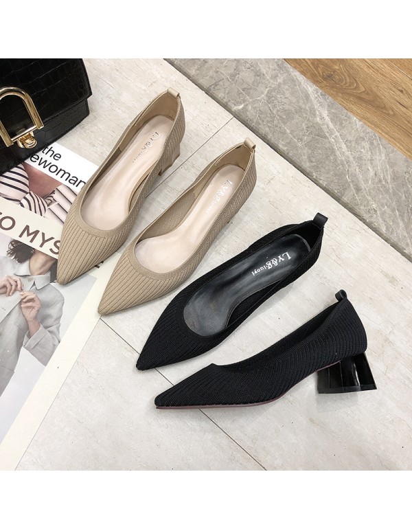 2020 summer new pointed high heels daily sand sculpture lazy shoes simple and versatile boat shoes comfortable wedge heels women's shoes 