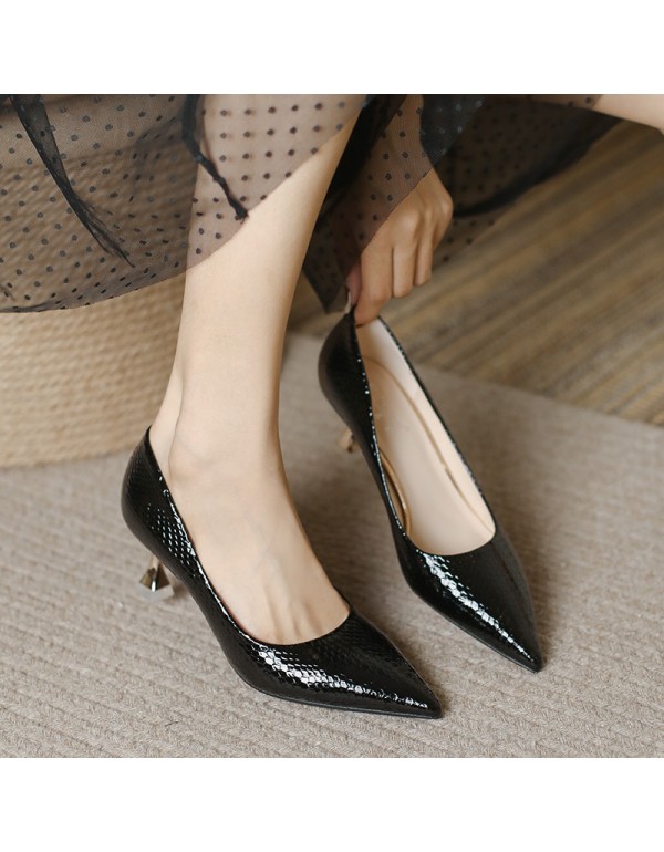 1688-13 high heels women's 2021 new pointed single shoes women's snake skin wedding shoes size 34-39 