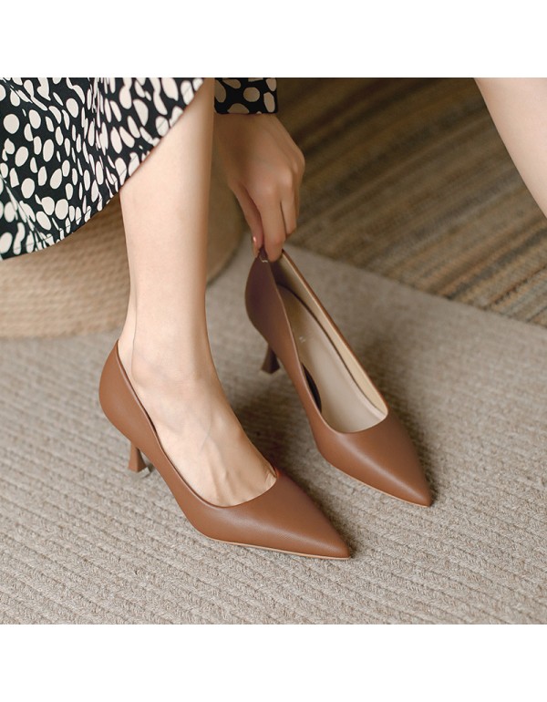 9078-16 pointed thin heel single shoes women's sup...