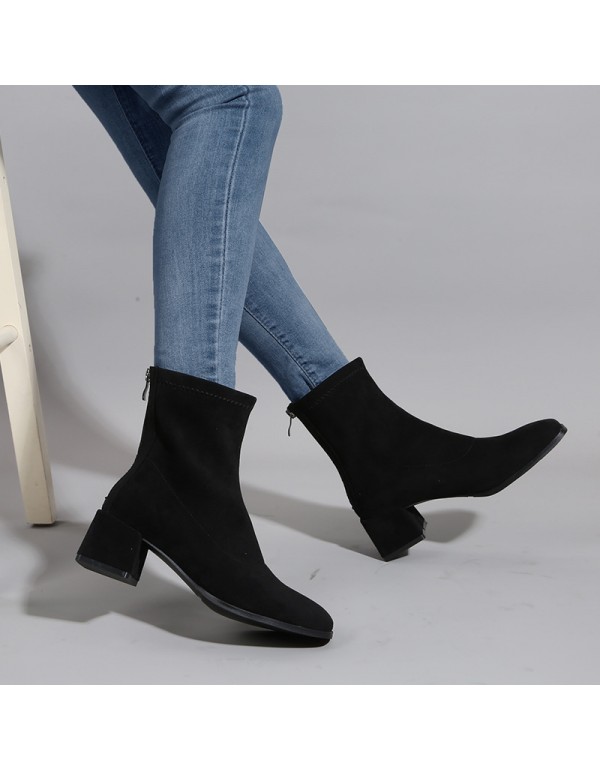 Martin boots British style 2021 autumn winter new thin short boots suede thick bottom middle chimney Chelsea women's Boots 