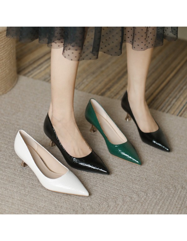 1688-13 high heels women's 2021 new pointed single shoes women's snake skin wedding shoes size 34-39 