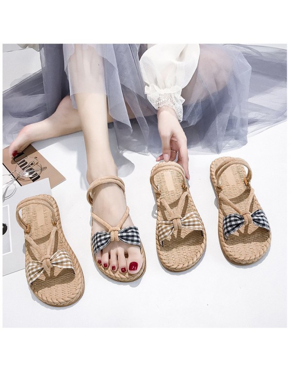 2020 summer new casual and versatile wear flat sandals, Korean chic style small fresh cross band women's sandals 