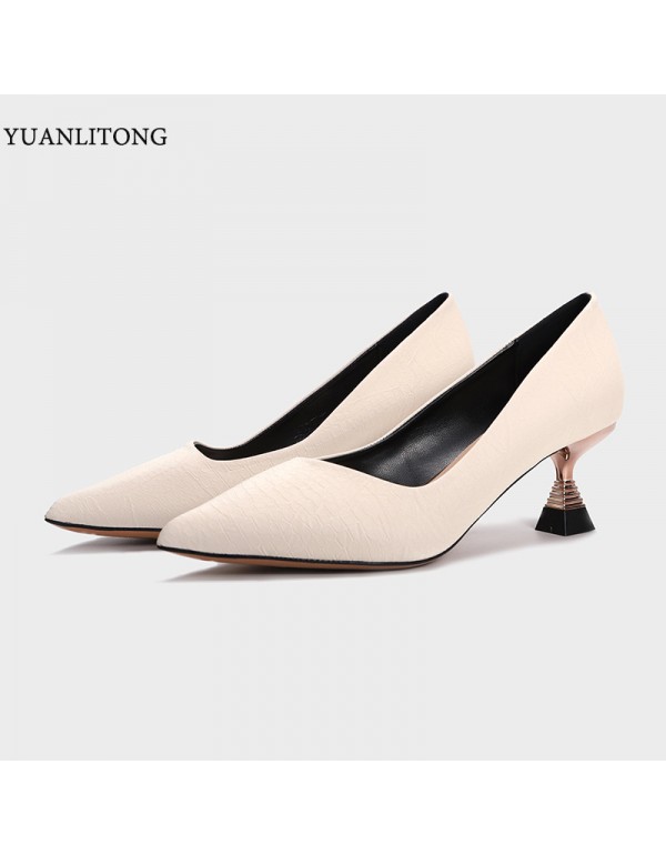 2022 spring new literary style daily single shoes office pointed low top high heels women's shoes women's solid color thin heels women's shoes