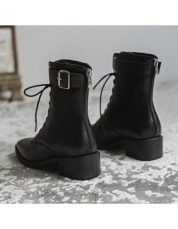 Women's boots 2021 new autumn Korean thin boots single boots thick heel boots children's versatile women's boots square head short boots 