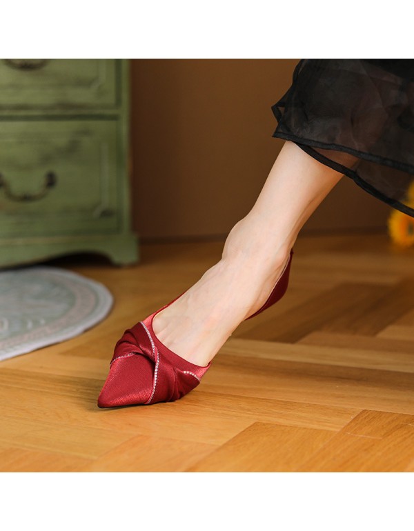 175-a3 Xiuhe wedding shoes 2021 new Satin bride shoes wine red high heels women's side air thin heel shoes 