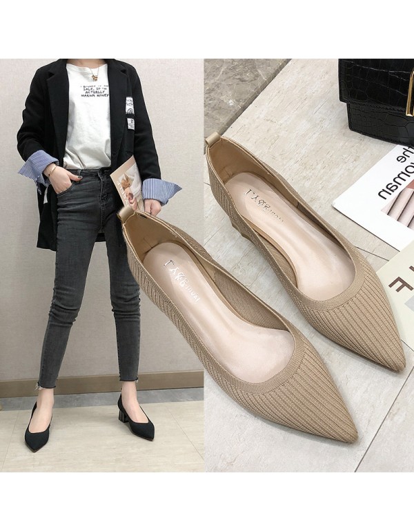 2020 summer new pointed high heels daily sand sculpture lazy shoes simple and versatile boat shoes comfortable wedge heels women's shoes 