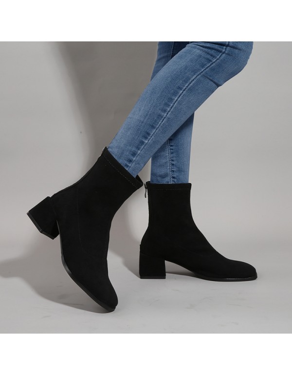 Martin boots British style 2021 autumn winter new thin short boots suede thick bottom middle chimney Chelsea women's Boots 