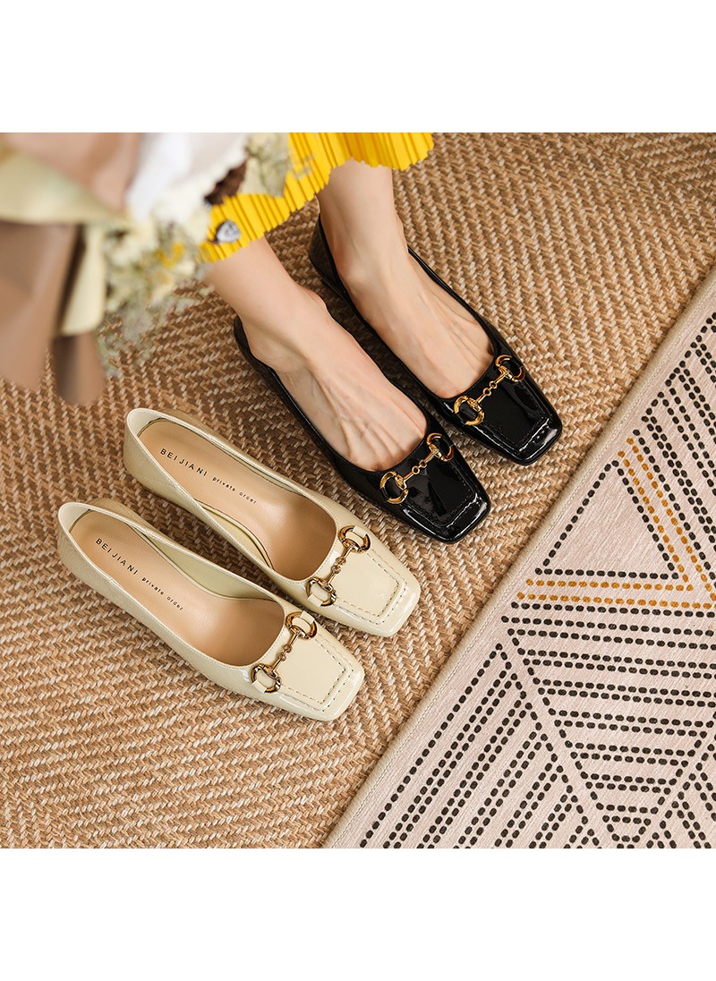 332-1 horsetail buckle thick heel shoes 2021 autum...