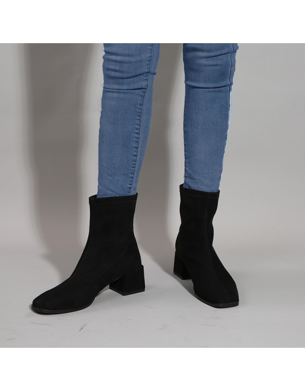 Martin boots British style 2021 autumn winter new thin short boots suede thick bottom middle chimney Chelsea women's Boots 