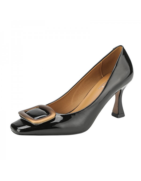 9693-a13 high heels women's 2021 summer new fashion shoes professional thin heel square head single shoes Mary Jane shoes 