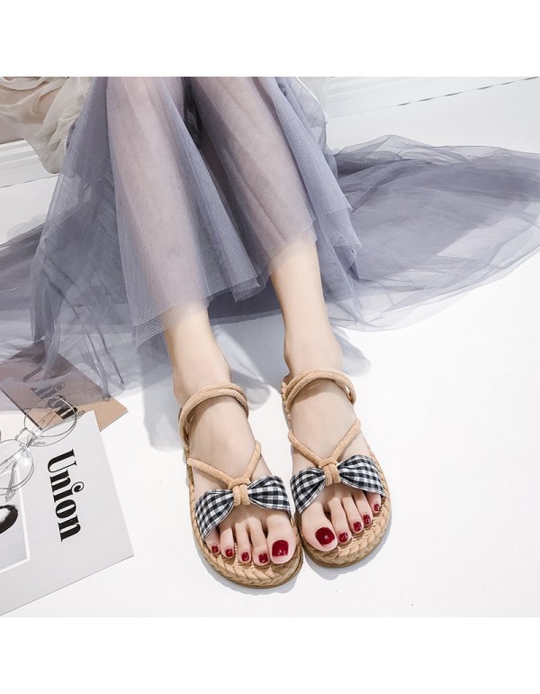 2020 summer new casual and versatile wear flat sandals, Korean chic style small fresh cross band women's sandals 