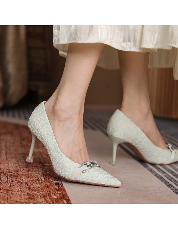 999-1 Satin high heels women's pointed thin heels ...