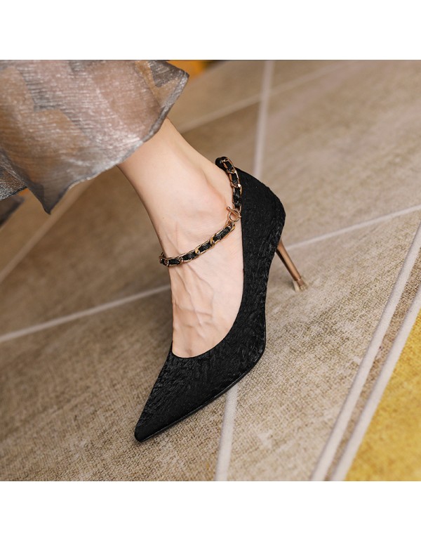 999-3 Satin solid color high-heeled shoes women's ...