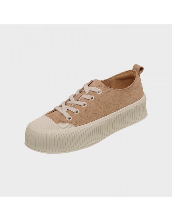 Little white shoes women 2022 new leisure style show feet thin biscuit fashion round head thick bottom canvas leopard print single shoes women