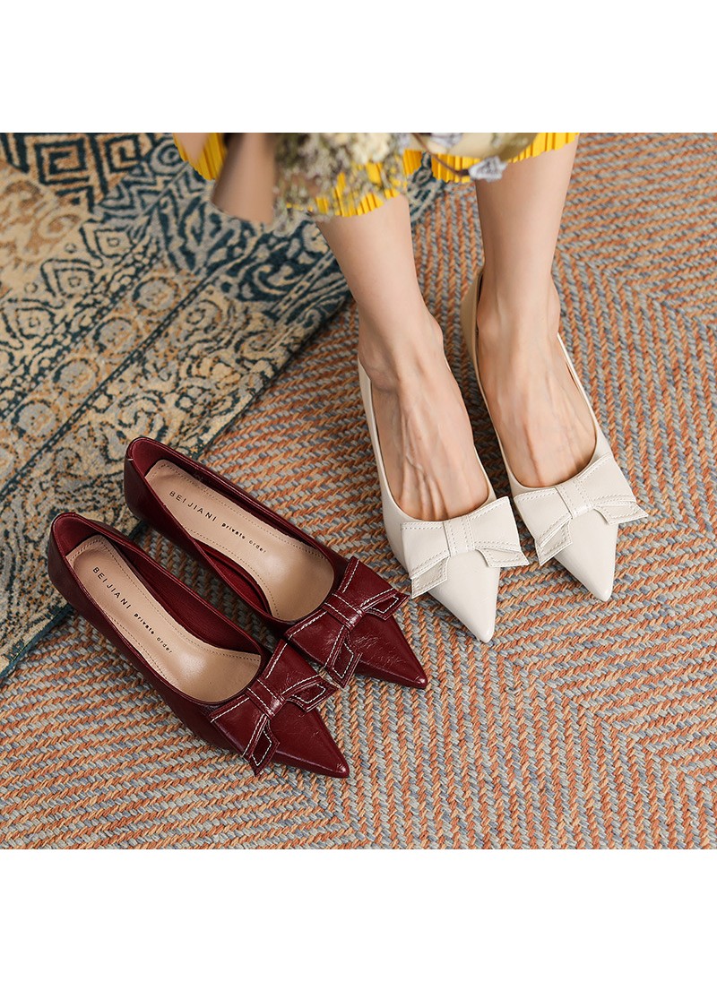 3186-3 sheepskin French retro romantic high heels ...