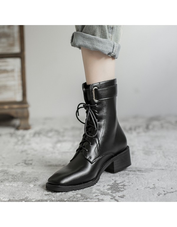 Women's boots 2021 new autumn Korean thin boots single boots thick heel boots children's versatile women's boots square head short boots 