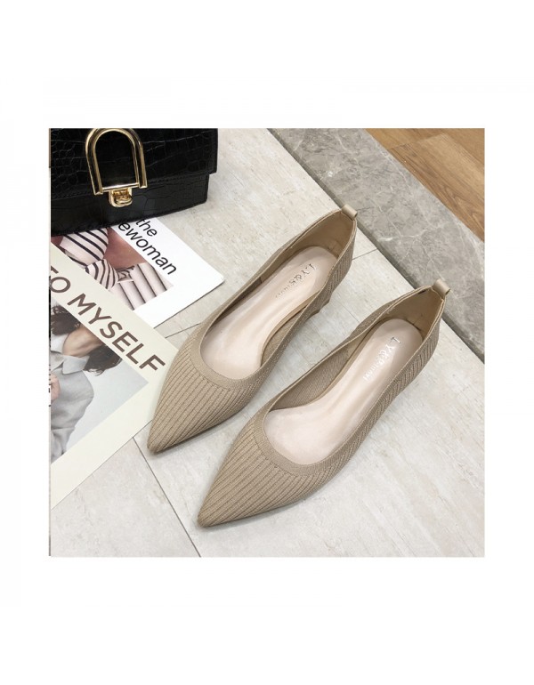 2020 summer new pointed high heels daily sand sculpture lazy shoes simple and versatile boat shoes comfortable wedge heels women's shoes 