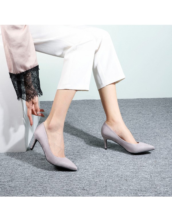 2022 European and American four seasons 6cm ol high heels simple pointed thin heels women's shoes shallow mouth thin professional women's single shoes