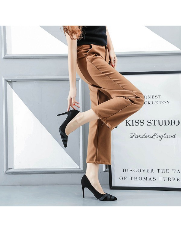 2022 spring cross strap Korean high heels shallow mouth pointed ultra high heels women's shoes fashion thin ribbon single shoes