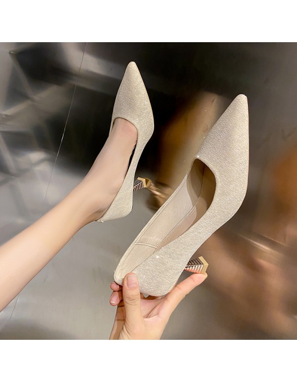 Banquet high heels women's thin heels pointed sing...