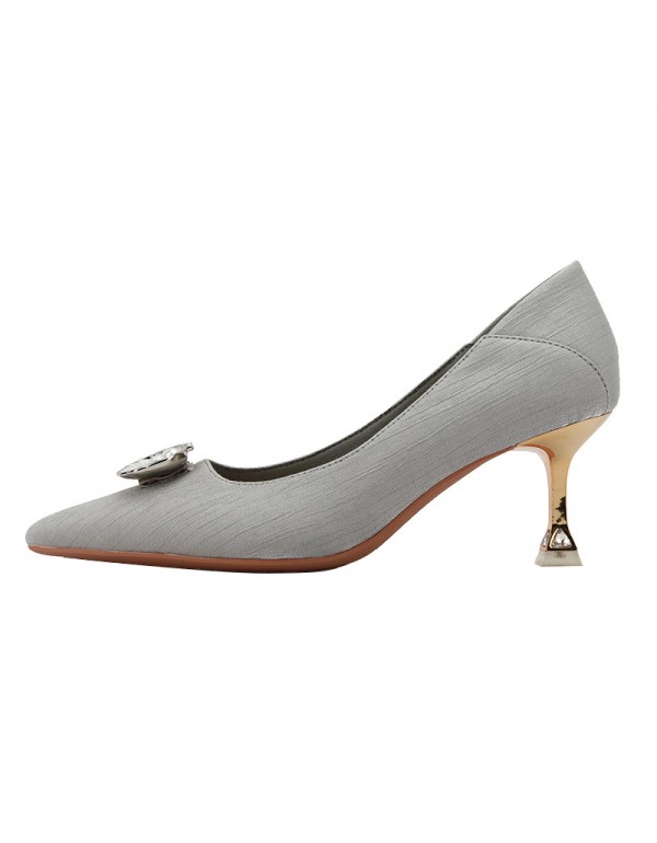 998-10 sheepskin pearl shell high heels women's pointed thin heels 2022 spring hard and versatile, two can step on heels 