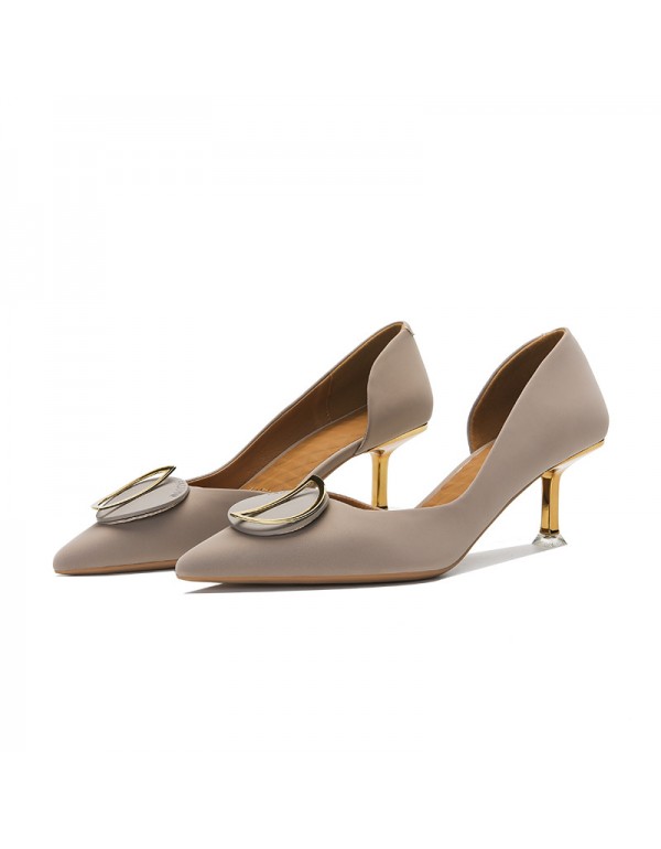 175-13 high heels women's 2021 new thin heel design fairy girl French pointed single shoe 6.5cm 