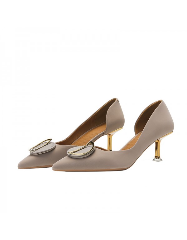 175-13 high heels women's 2021 new thin heel design fairy girl French pointed single shoe 6.5cm 