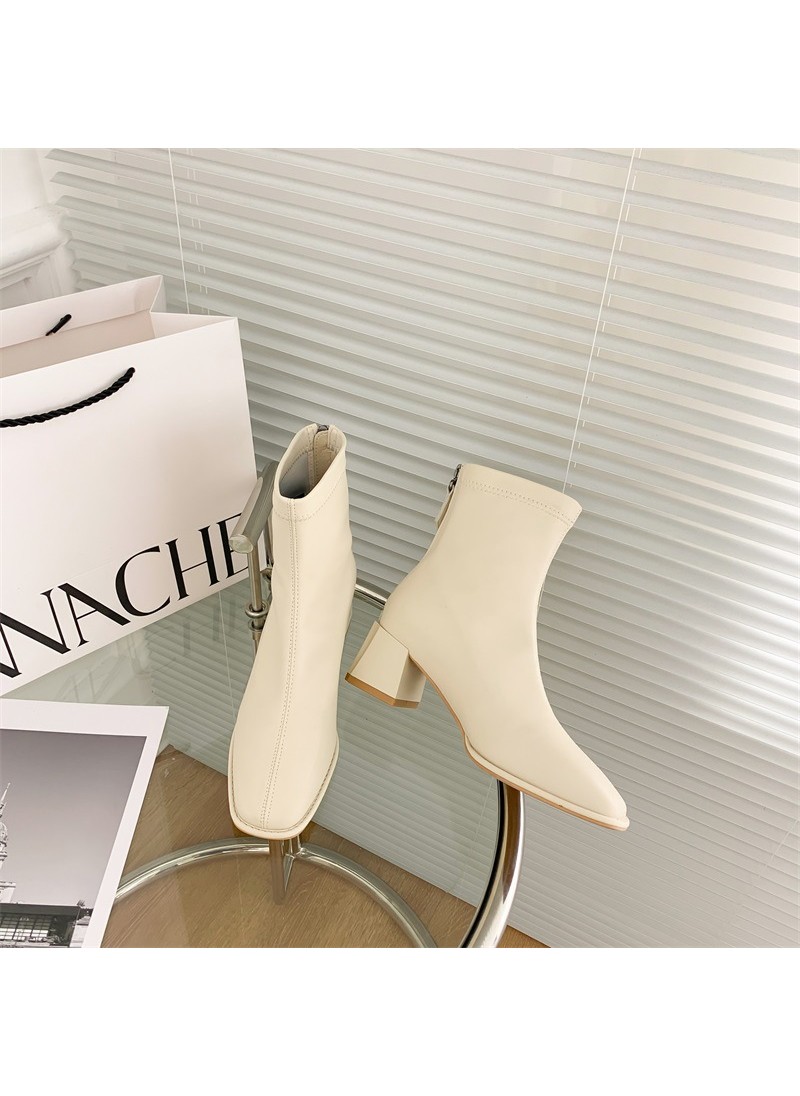 2021 new ins style square head thick heel short bo...