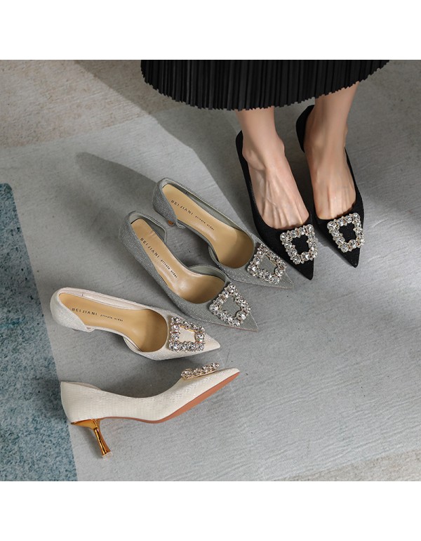275-3 thin heel single shoes with skirt women's po...