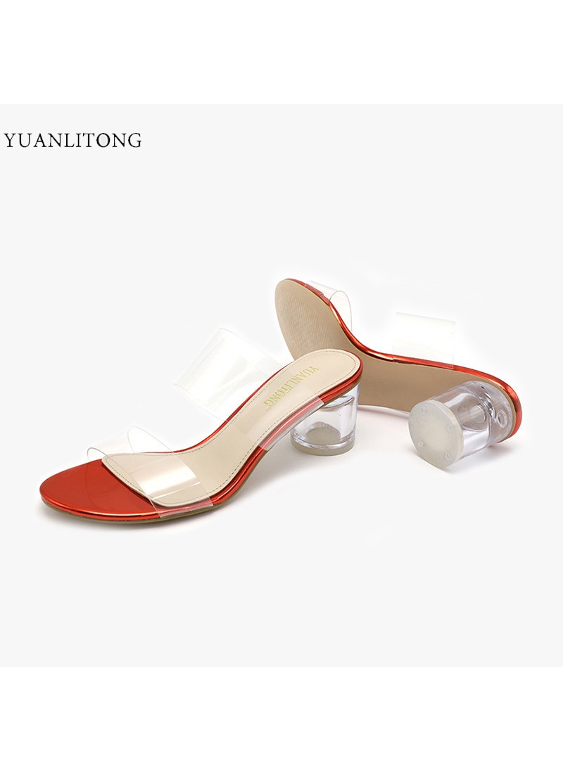 2022 summer new glass high-heeled fashion sandals ...