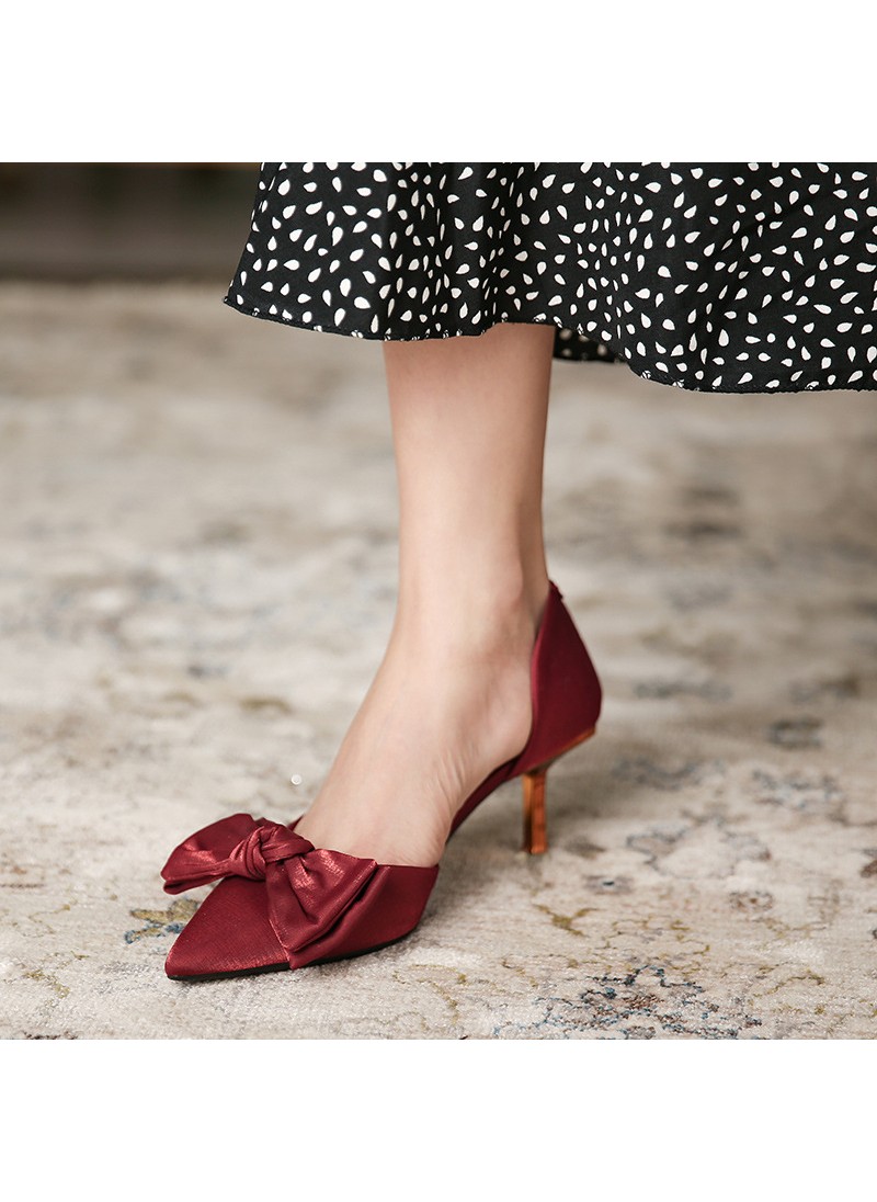 175-21 net red high heels women's spring silk sati...
