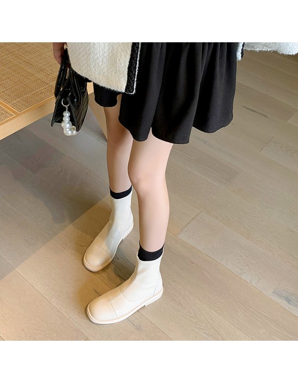 2022 autumn and winter new fashion round head thick heel Martin boots British wind tube formal dress casual knee length fashion boots