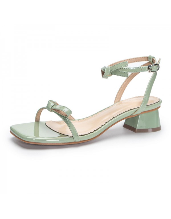 Korean version square headed fairy bandage sandals 2021 new buckle thick heel sandals net red open toe one-way belt women's shoes 
