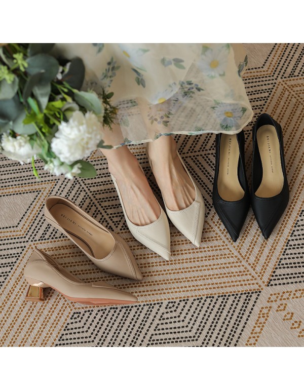 568-16 solid color sewing high heels women's thick...